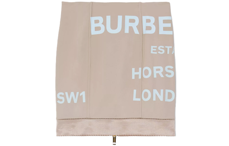 Order (W) 버버리 SS21 로고 프린트 스트레치 우븐 스커트 소프트 옐로우 브라운. 80392121