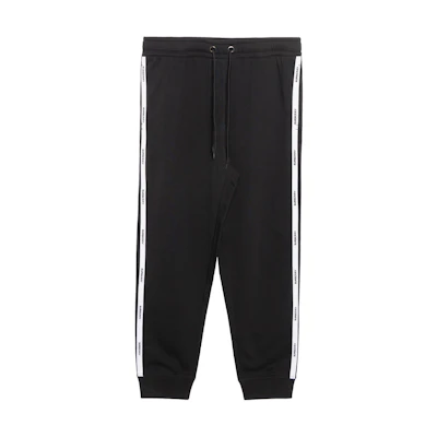 (Women) Burberry SS21 Logo Tape Cotton Jogger Knit Pants Black 80402441