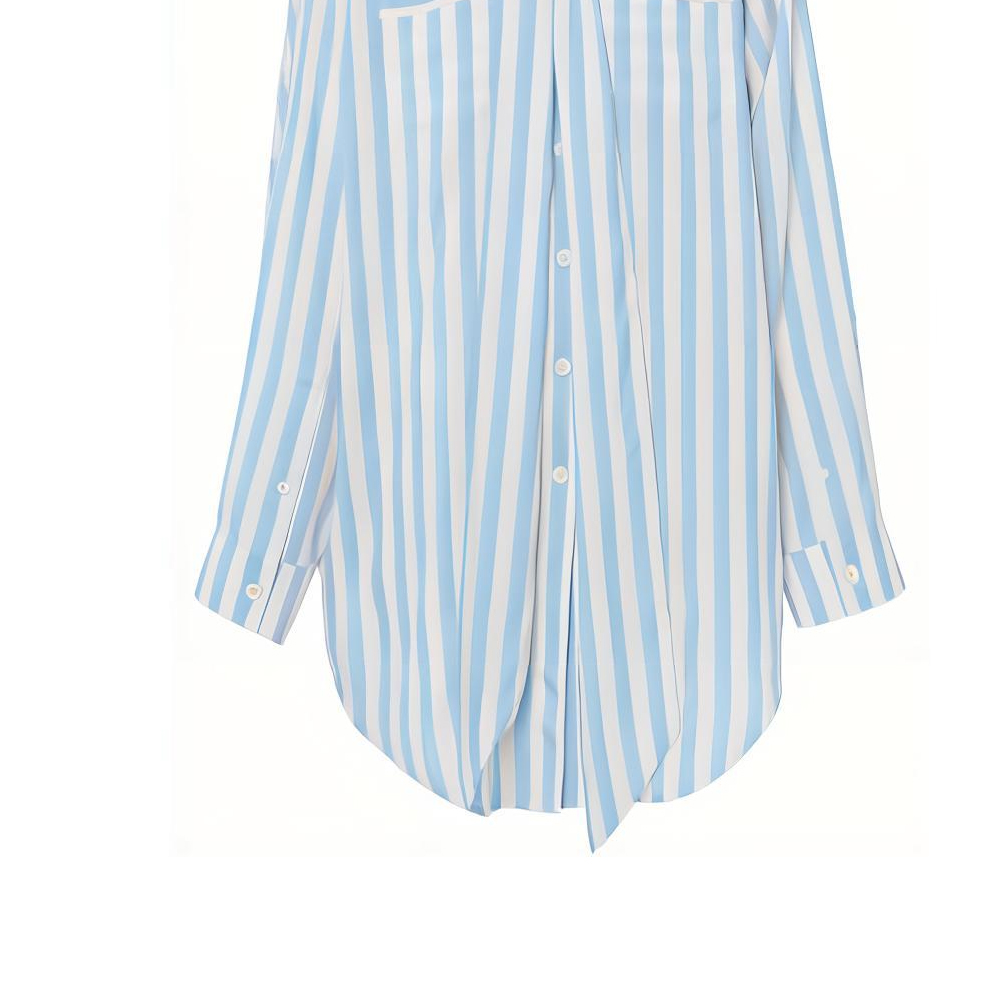 (Women) Burberry SS21 Long-Sleeve Shirt with Striped Silk Tie Collar in Cobalt Blue. 80417021 圖 8