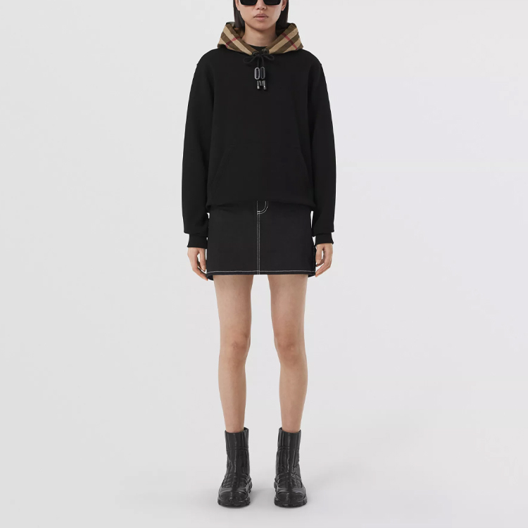 (Women) Burberry SS21 Loose-Fit Check Cotton Hoodie Black. 80509511 圖 3