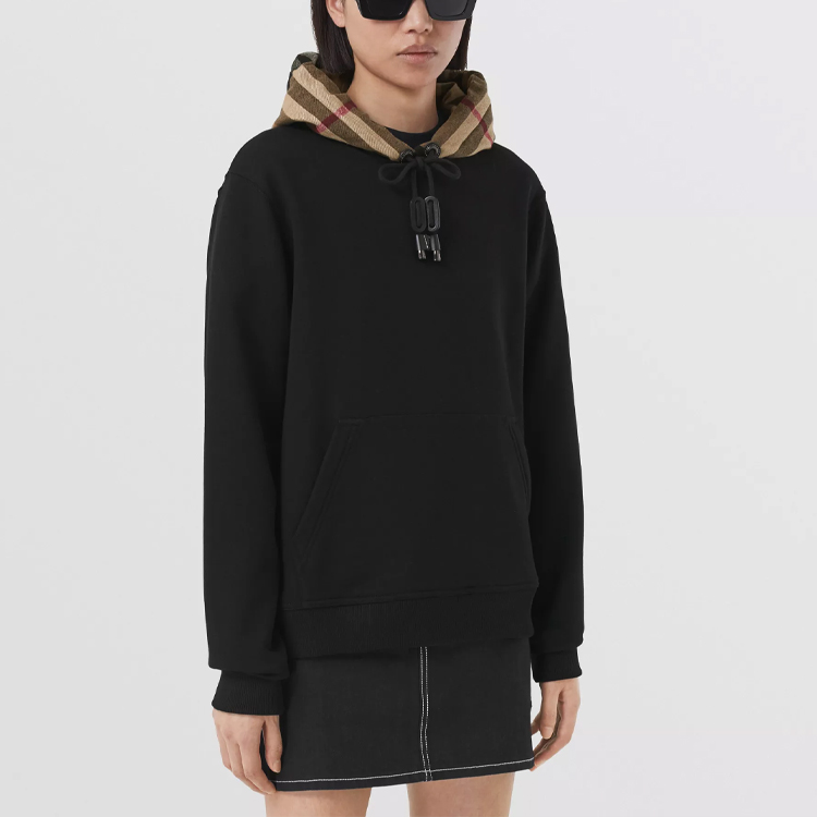 (Women) Burberry SS21 Loose-Fit Check Cotton Hoodie Black. 80509511 圖 4