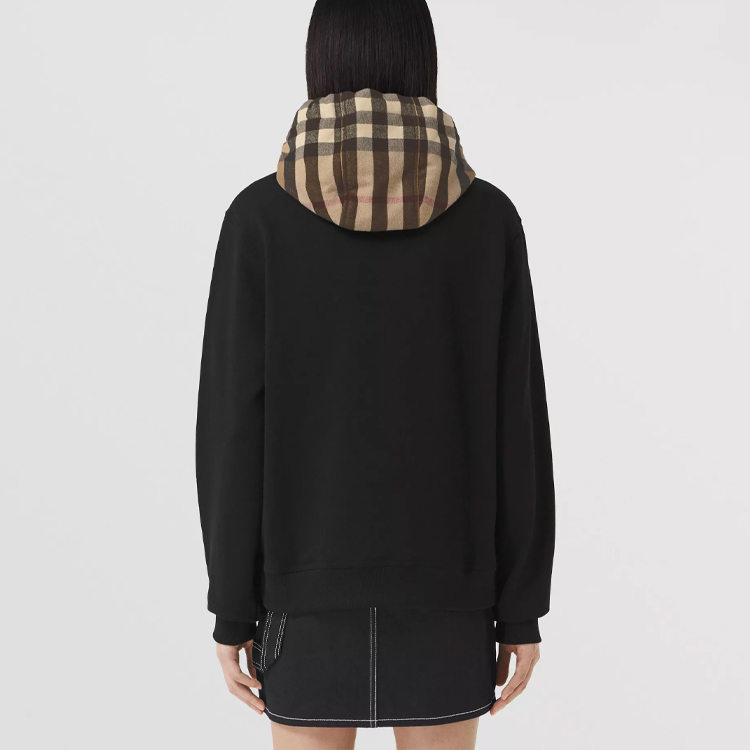 (Women) Burberry SS21 Loose-Fit Check Cotton Hoodie Black. 80509511 圖 5