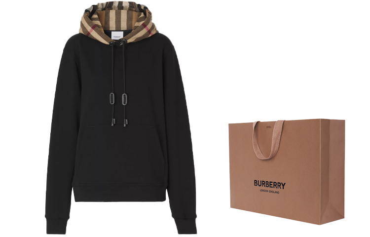 (Women) Burberry SS21 Loose-Fit Check Cotton Hoodie Black. 80509511 圖 9