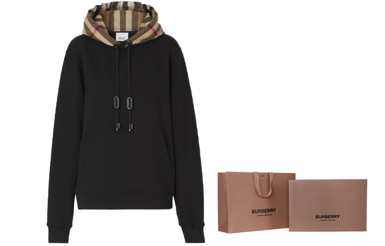 (Women) Burberry SS21 Loose-Fit Check Cotton Hoodie Black. 80509511 圖 10