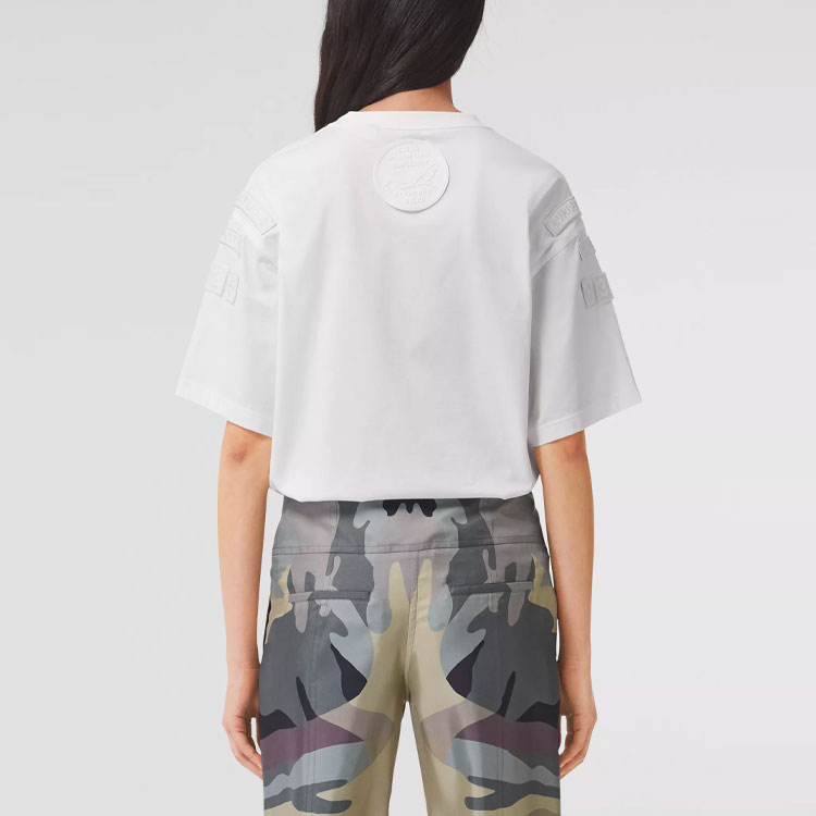 (Women) Burberry SS21 Loose Fit Badge Cotton T-Shirt White 80426331 圖 4