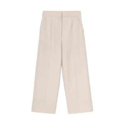 (Women) Burberry SS21 Loose Fit Wide-Leg Straight Pants Beige 80390601