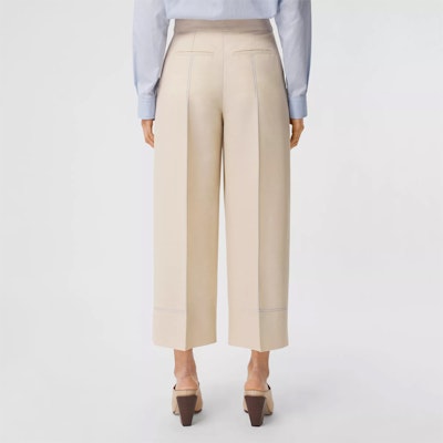 (Women) Burberry SS21 Loose Fit Wide-Leg Straight Pants Beige 80390601 Purchase (Women) Burberry SS21 Loose Fit Wide-Leg Straight Pants Beige 80390601