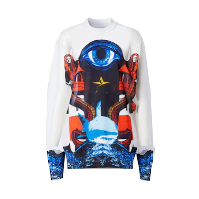 (Women) Burberry SS21 Mermaid Print Crewneck Sweater White 45680491