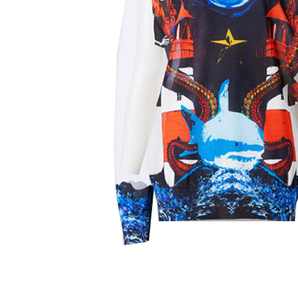 Shop (W) Burberry SS21 Baju Sejuk Cetakan Mermaid Crewneck Putih 45680491