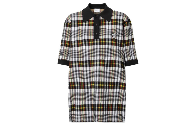 (Women) Burberry SS21 Monogram Check Polo Shirt Black 80378351 圖 2