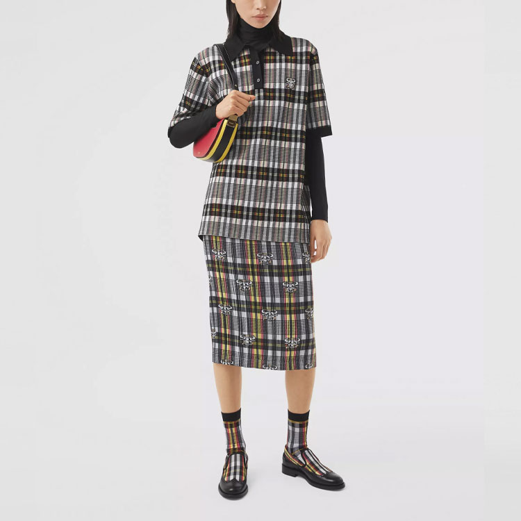 (Women) Burberry SS21 Monogram Check Polo Shirt Black 80378351 圖 3