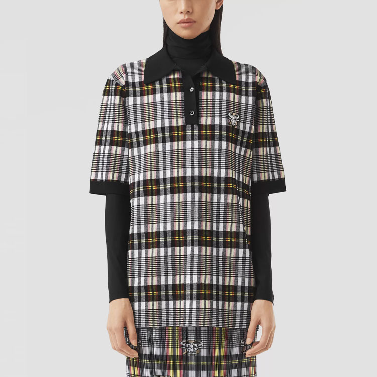 (Women) Burberry SS21 Monogram Check Polo Shirt Black 80378351 圖 4