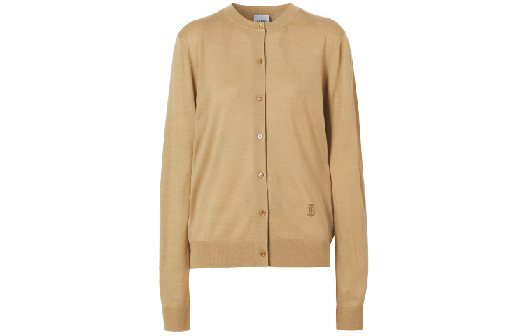 (Women) Burberry SS21 Monogram Wool-Cashmere Knit Sweater in Camel. 80435121