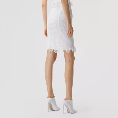 (Women) Burberry SS21 Pleated Fishnet Pencil Skirt Casual Long Skirt Off-White 45677571 Purchase (Women) Burberry SS21 Pleated Fishnet Pencil Skirt Casual Long Skirt Off-White 45677571