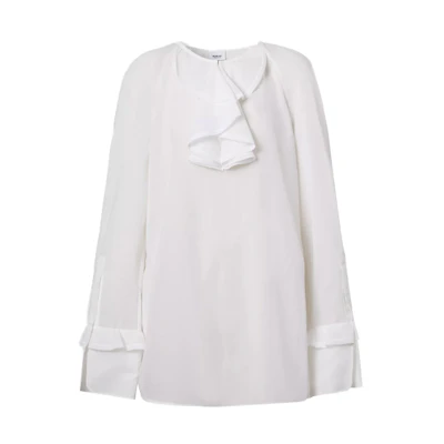 (Women) Burberry SS21 Pleated Sheer Cotton Shirt in Optic White 80391181