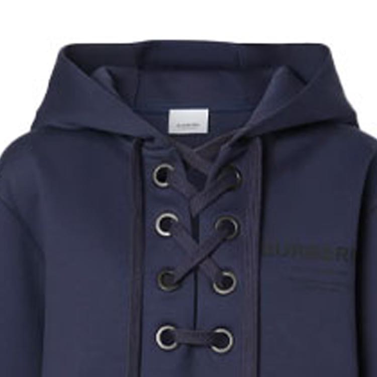 (Women) Burberry SS21 Printed Cotton Loose-Fit Tie Hoodie - Blue. 80389661 圖 7