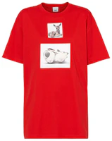 (Women) Burberry SS21 Red Oversized Deer Print T-Shirt 45605191 (Women) Burberry SS21 Red Oversized Deer Print T-Shirt 45605191