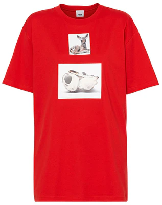 (W) バーバリー SS21 レッド オーバーサイズ 鹿プリント Tシャツ 45605191 Buy (W) バーバリー SS21 レッド オーバーサイズ 鹿プリント Tシャツ 45605191