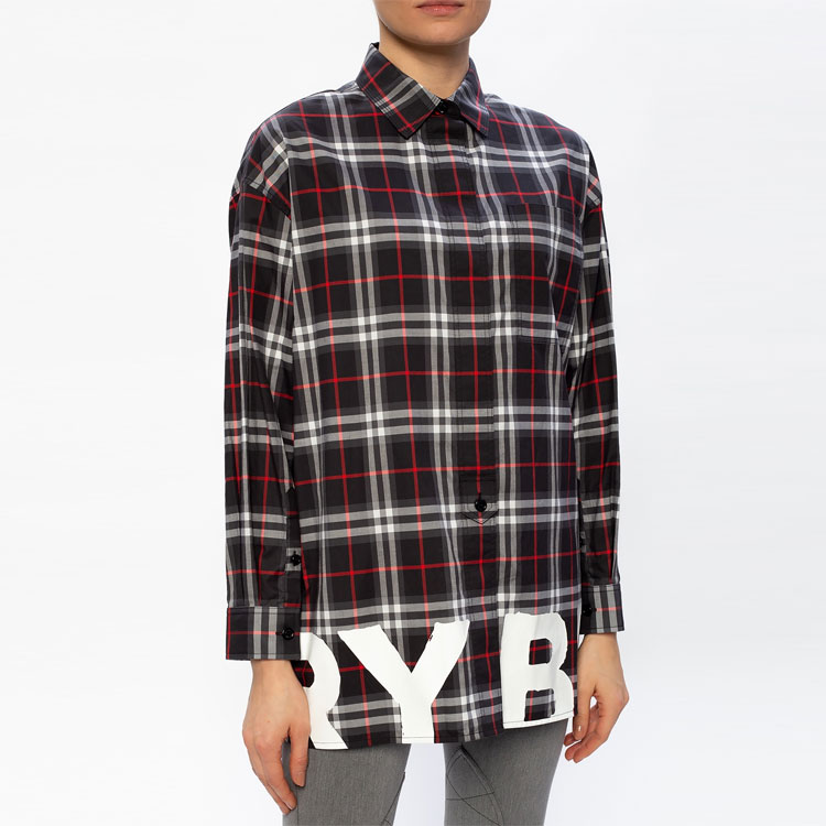 (Women) Burberry SS21 Red Plaid Long Sleeve Shirt with Logo Print. 80381441 圖 4