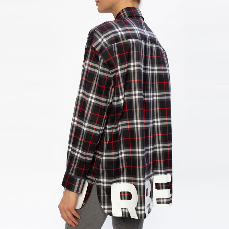 (Women) Burberry SS21 Red Plaid Long Sleeve Shirt with Logo Print. 80381441 圖 5