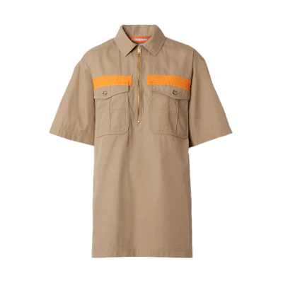 (Women) Burberry SS21 Relaxed Fit Pocket Short Sleeve Shirt Khaki 80411191