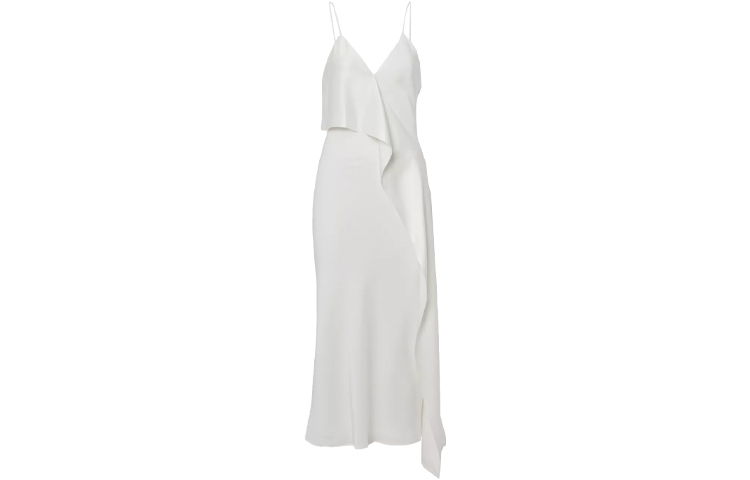(Women) Burberry SS21 Silk Pleated Camisole Dress White 80410461