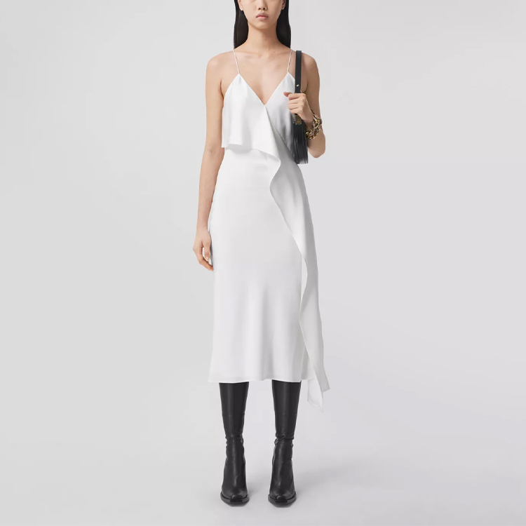 (Women) Burberry SS21 Silk Pleated Camisole Dress White 80410461 圖 3