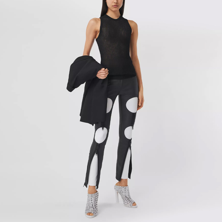 Shop (W) Burberry SS21 Tank Top Hitam Slim Fit Kasual Rajut Fungsional 45674331