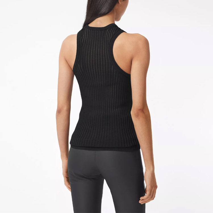 Sizing (W) Burberry SS21 Tank Top Hitam Slim Fit Kasual Rajut Fungsional 45674331