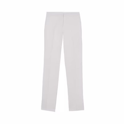 (Women) Burberry SS21 Solid White Mid-Rise Straight-Leg Trousers 80408401