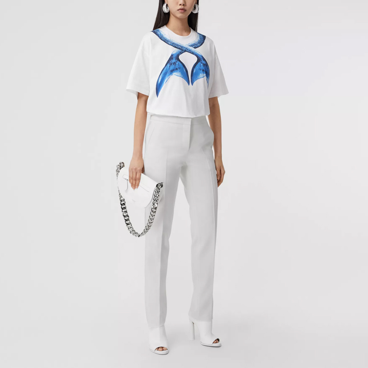 Lookbook (W) Pantalones Rectos Blancos Burberry SS21 Talle Medio. 80408401