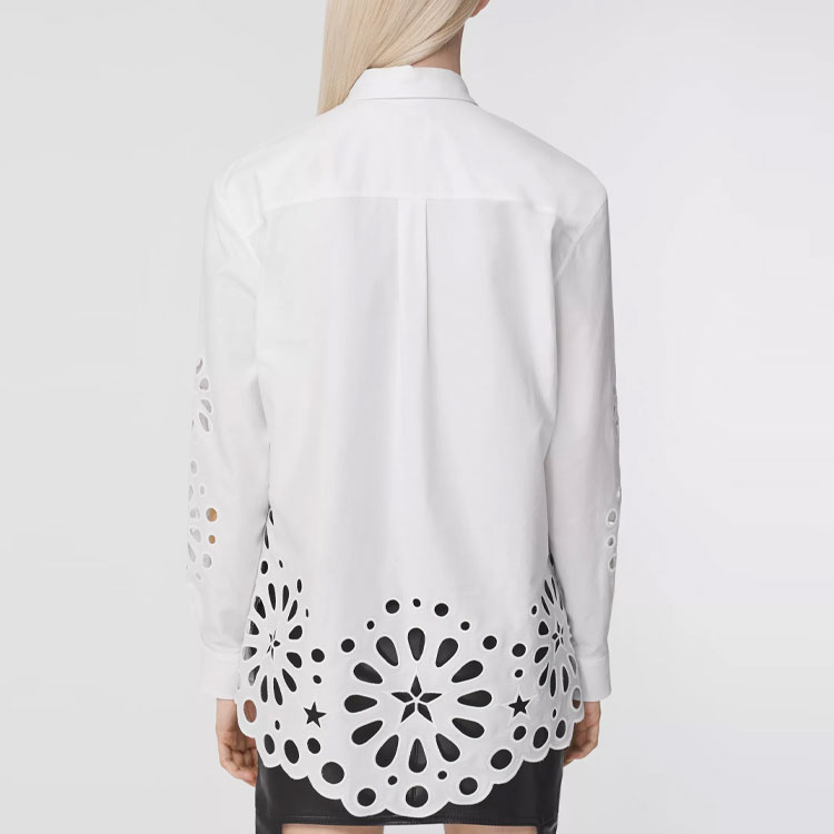 (Women) Burberry SS21 White Cotton Long Sleeve Shirt with English Embroidery 80416071 圖 4