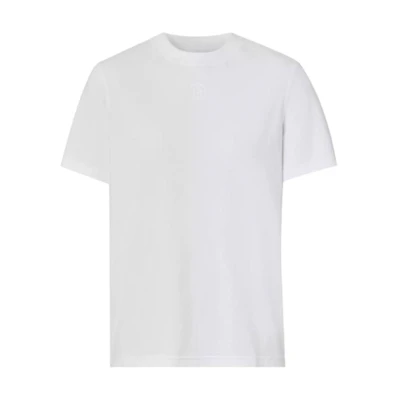 (Women) Burberry SS21 White Cotton T-Shirt with Embroidered Monogram Logo. 80419661