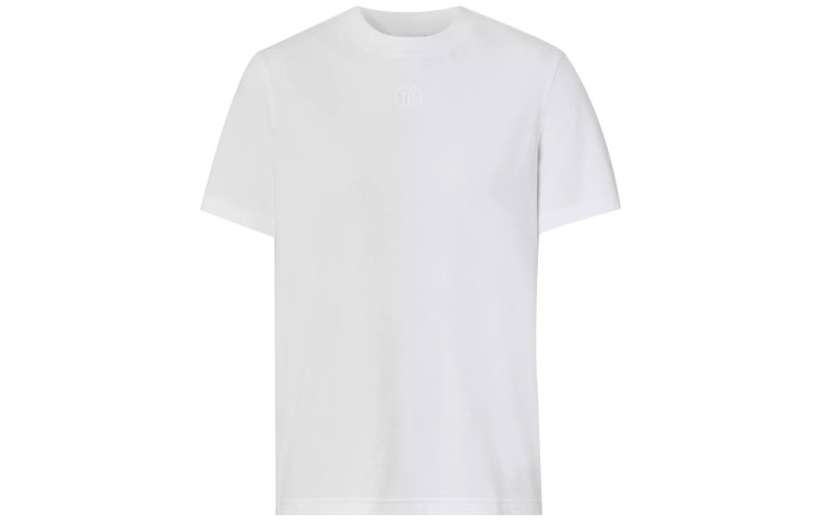 (Women) Burberry SS21 White Cotton T-Shirt with Embroidered Monogram Logo. 80419661 圖 2
