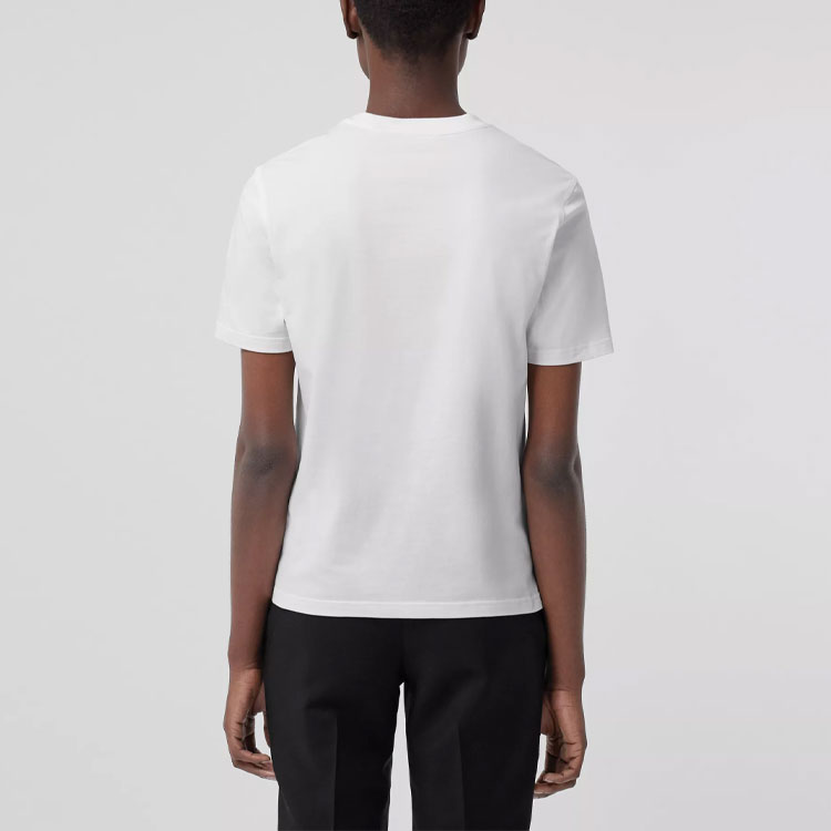 (Women) Burberry SS21 White Cotton T-Shirt with Embroidered Monogram Logo. 80419661 圖 4