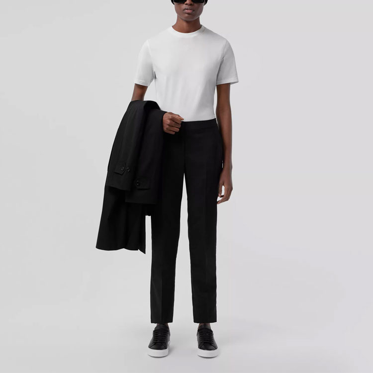 (Women) Burberry SS21 White Cotton T-Shirt with Embroidered Monogram Logo. 80419661 圖 5