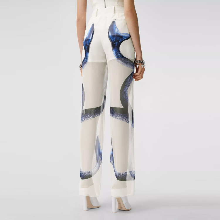 Details for (W) Pantalones de Seda Chiffon Blanco con Estampado Sirena Burberry SS21 45677291