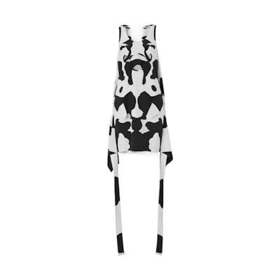 (Women) Burberry SS22 Black Cow Print Silk Crepe Sleeveless Dress 80544131