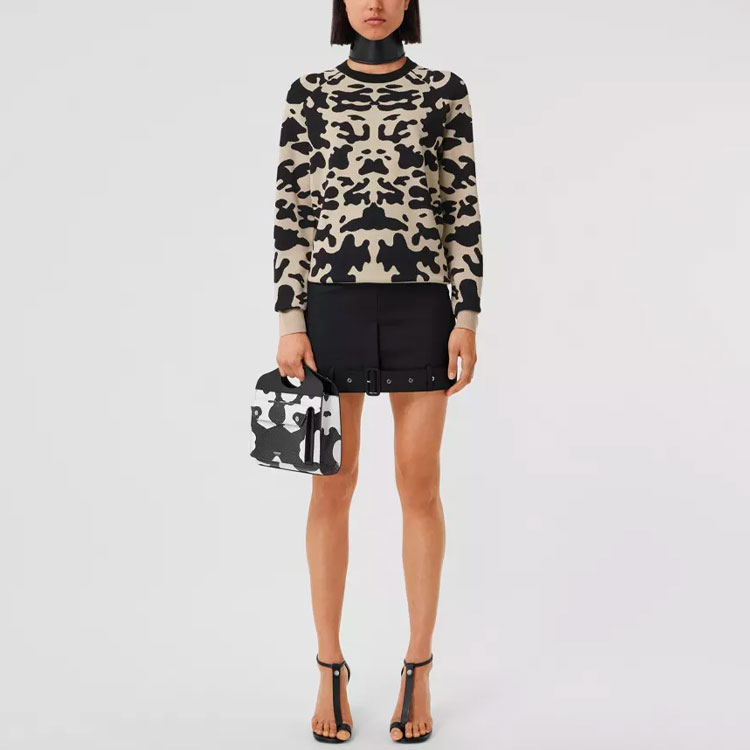 Lookbook (Women) Burberry SS22  Black Cow Print Wool Pullover Sweater Crewneck. 80527171