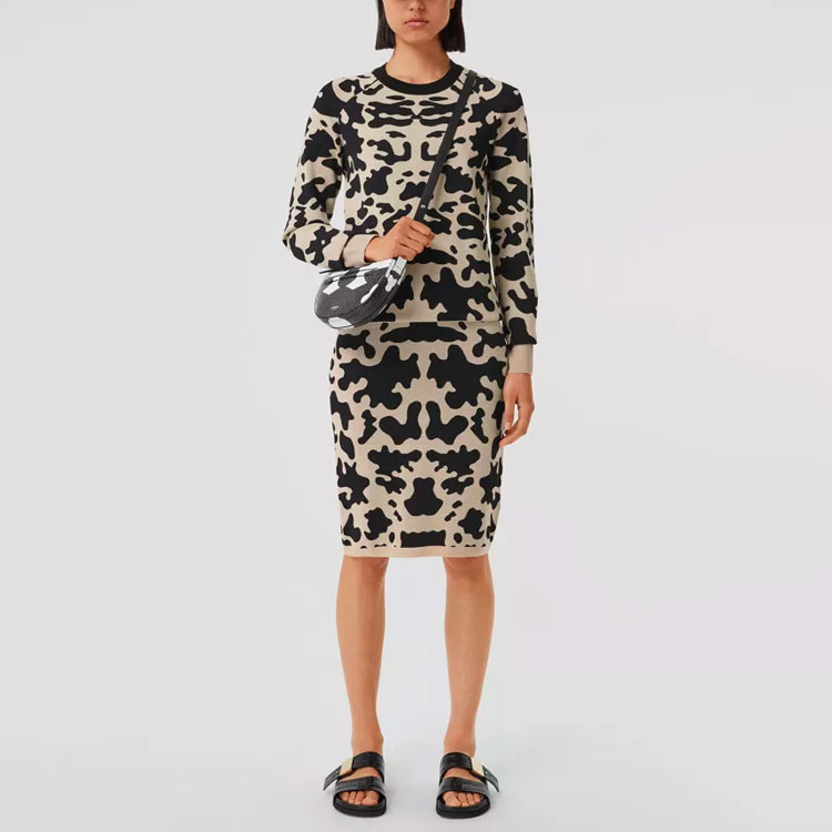 Shop (Women) Burberry SS22  Black Cow Print Wool Pullover Sweater Crewneck. 80527171