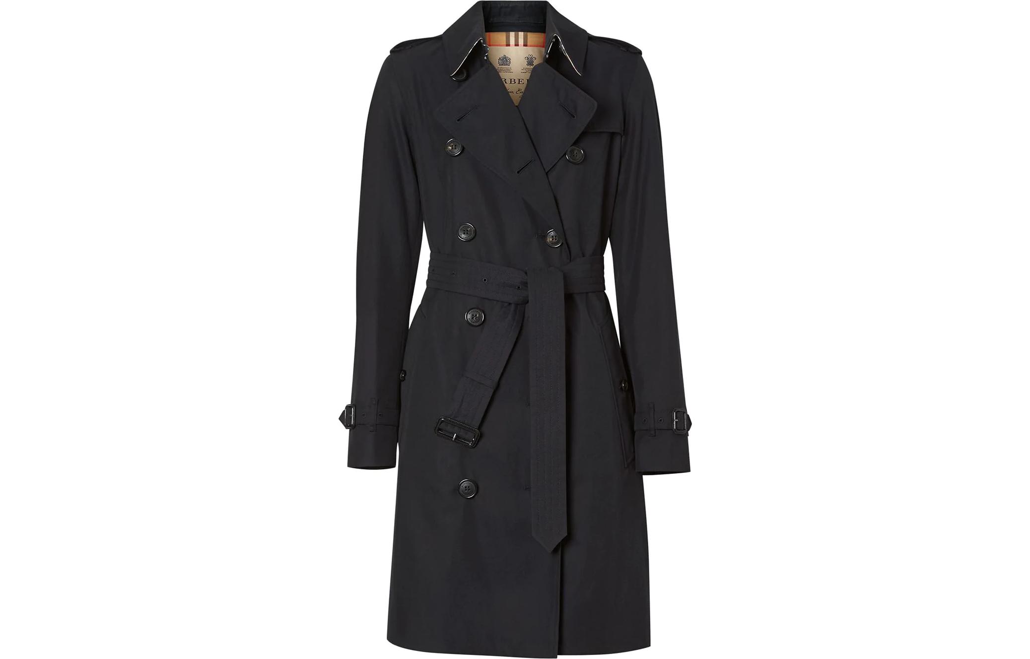 (Women) Burberry SS22  Black Double-Breasted Belted Trench Coat Long Sleeve. 80279251 圖 2