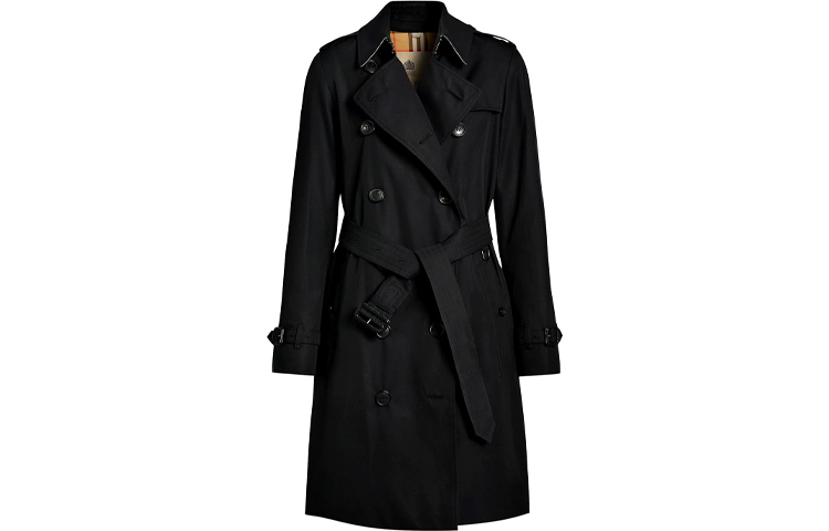 Order (W) Burberry SS22 黑色連帽腰帶雙排扣風衣大衣. 80457751