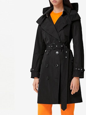 (W) Burberry SS22 黑色連帽腰帶雙排扣風衣大衣. 80457751 Purchase (W) Burberry SS22 黑色連帽腰帶雙排扣風衣大衣. 80457751