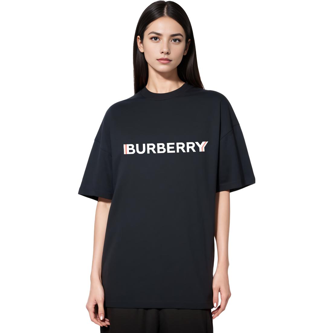 (Women) Burberry SS22  Black Logo Print Casual Crew Neck T-Shirt. 8052650 圖 6