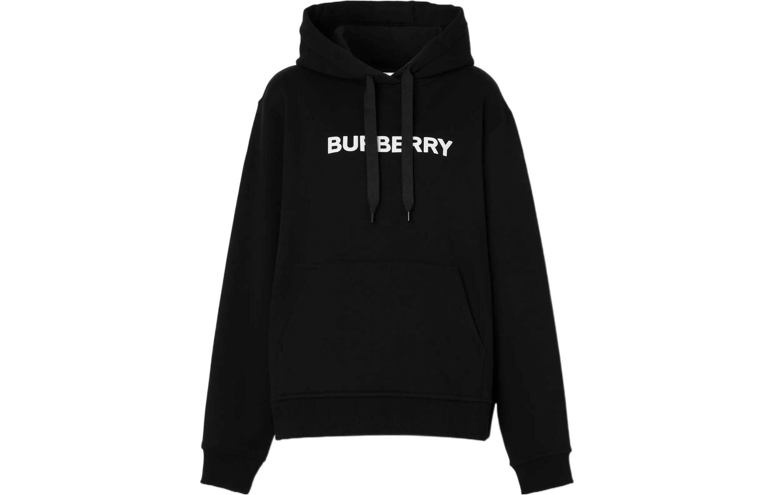 (Women) Burberry SS22  Black Logo Print Cotton Oversized Hoodie. 80543861