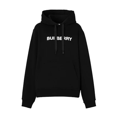 (Women) Burberry SS22 Black Logo Print Cotton Oversized Hoodie. 80543861