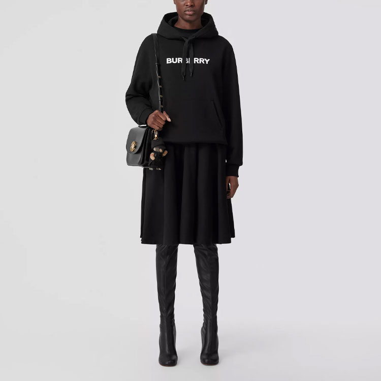 (Women) Burberry SS22  Black Logo Print Cotton Oversized Hoodie. 80543861 圖 4