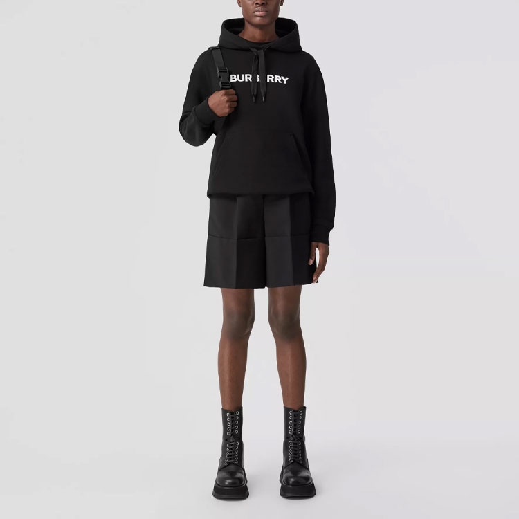 (Women) Burberry SS22  Black Logo Print Cotton Oversized Hoodie. 80543861 圖 5