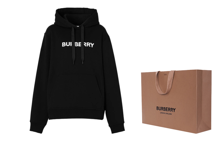 (Women) Burberry SS22  Black Logo Print Cotton Oversized Hoodie. 80543861 圖 8