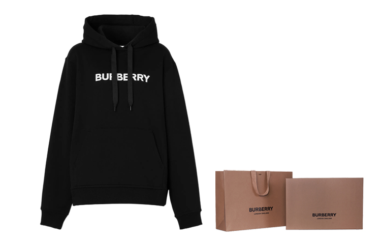 (Women) Burberry SS22  Black Logo Print Cotton Oversized Hoodie. 80543861 圖 9